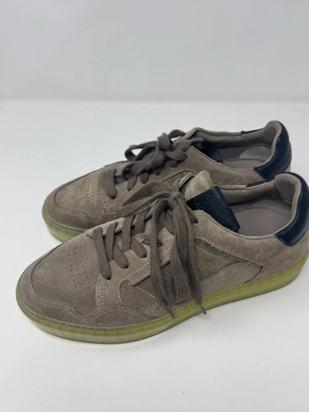 AllSaints Made in Portugal Suede Sneakers EU 40 Gray Taupe Gum Sole Casual Shoes